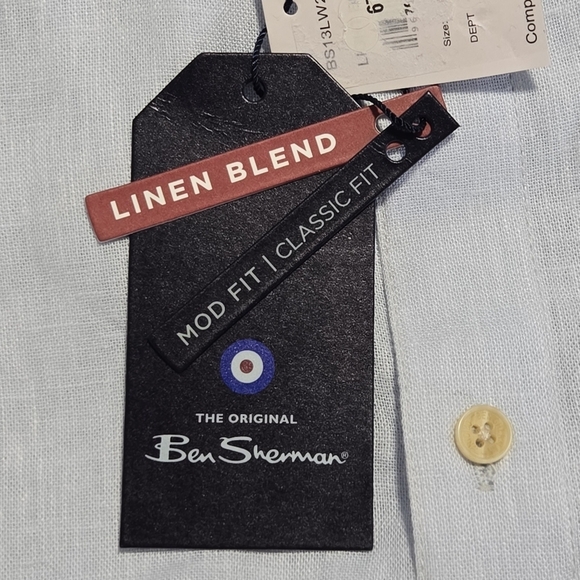 Ben Sherman Mens Modern Classic Fit Linen Blend Button Up Shirt Size Small - Picture 10 of 11